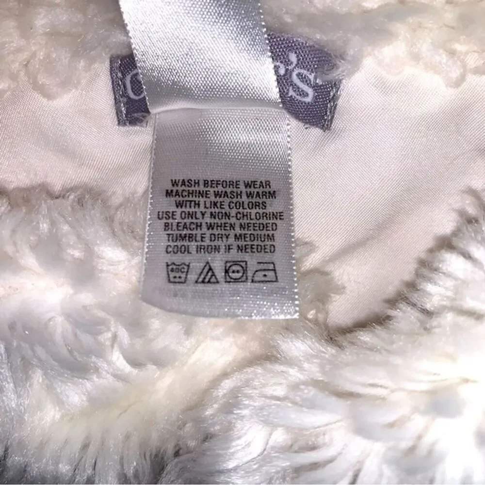 White Quilted Vest Girl's 5 Faux Fur Glitter Patch Fall School Spring